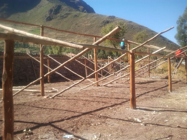 The shape of the greenhouse is visible.
