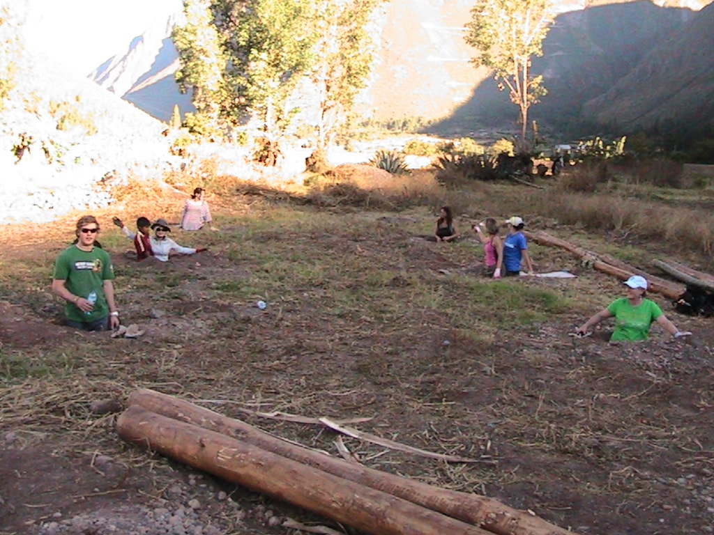 A Peruvian game of Whac-a-Mole? No. It's the result of a full day's labor, digging 18 3-feet deep holes to hold the greenhouse's support beams.