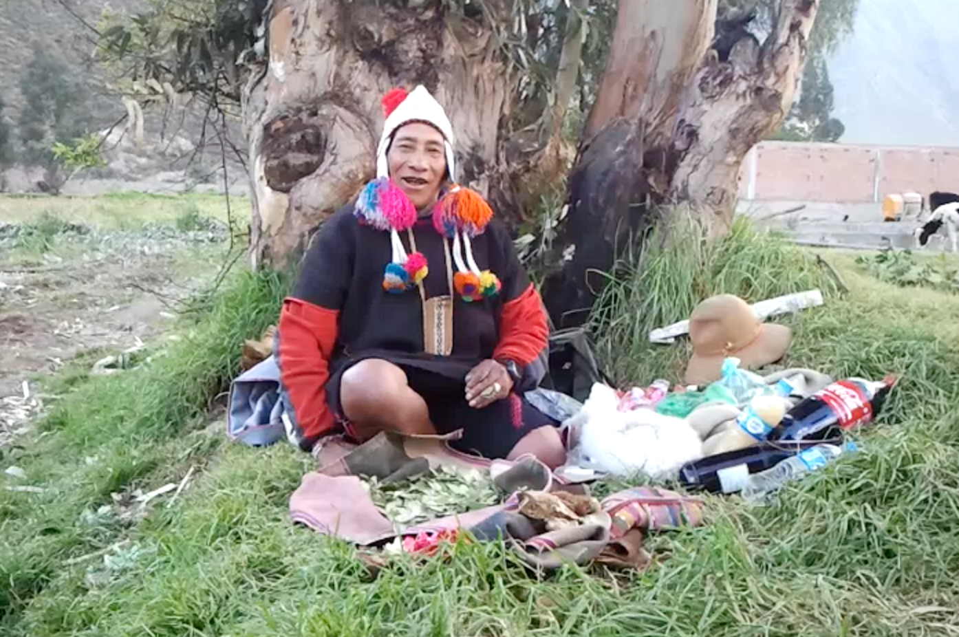 Raymondo, a beloved local shaman (healer/medicine man) performs a ritual blessing for our work in the Sacred Valley. He asks each of us to set our intentions, meditate and offer our prayers.